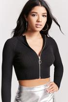 Forever21 Ribbed Knit Zip-front Cardigan
