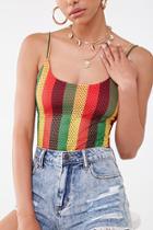 Forever21 Striped Jersey Mesh Cami Bodysuit