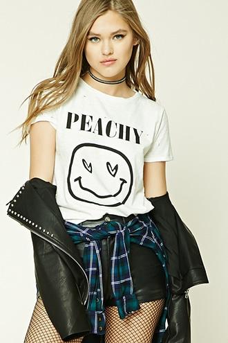 Forever21 Peachy Face Graphic Tee