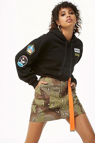 Forever21 Camo & Animal Print Mini Skirt