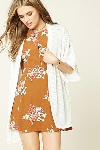 Forever21 Women's  Ivory Open-knit Dolman Cardigan