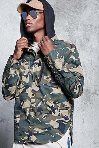 Forever21 Hooded Camo Print Jacket