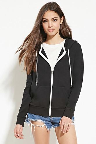 Forever21 Plus Women's  Black Classic Zip-up Hoodie