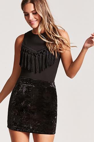 Forever21 Fringe Trim Cropped Tank Top