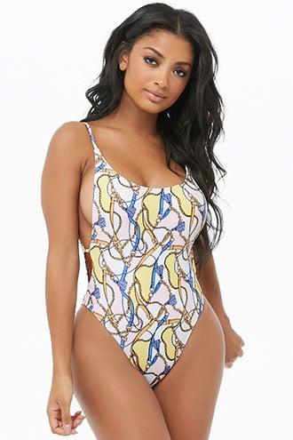 Forever21 Chain & Tassel One-piece Swimsuit