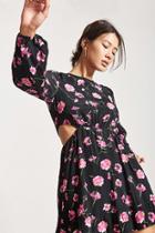 Forever21 Fit And Flare Floral Cutout Mini Dress