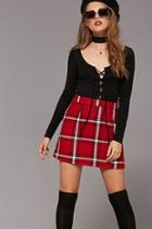 Forever21 Women's  Black Lace-up Ribbed Knit Top
