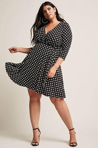 Forever21 Plus Size Eta Polka Dot Surplice Dress