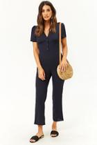 Forever21 Pleat Puff Sleeve Jumpsuit