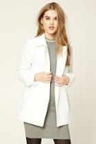Forever21 Women's  Cream Double-breasted Pea Coat