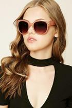 Forever21 Blush & Brown Oversized Round Sunglasses