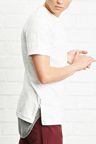 21 Men Men's  Zipped Marled Knit Tee