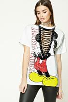 Forever21 Distressed Mickey Lace-up Tee