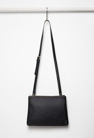 Forever21 Faux Leather Dual Crossbody (black)