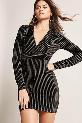Forever21 Metallic Stripe Velvet Dress