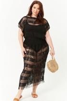 Forever21 Plus Size Open-knit Crochet Lace Fringe Maxi Dress