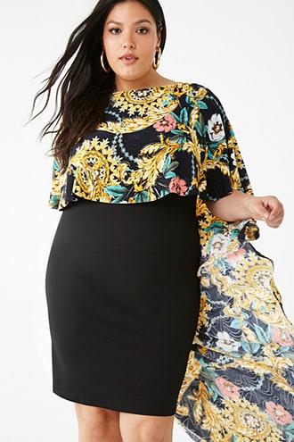Forever21 Plus Size Floral Print Cape Dress