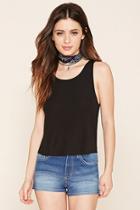 Forever21 Women's  Black Twisted Ribbed Knit Tank