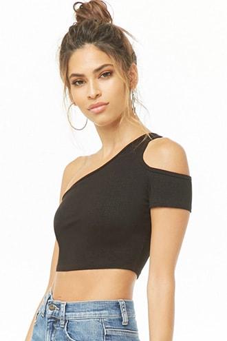 Forever21 Ribbed One-shoulder Crop Top