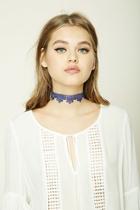 Forever21 Blue Scalloped Crochet Choker