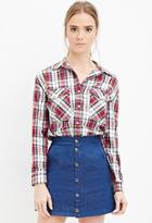 Forever21 Women's  Classic Plaid Shirt (cream/multi)