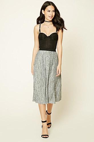 Forever21 Women's  Abstract Crinkled Midi Skirt