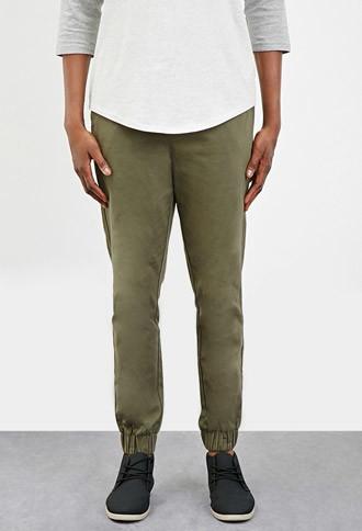 21 Men Chino Drawstring Joggers (olive)