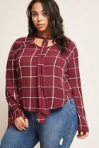 Forever21 Plus Size Pussycat Bow Grid Top