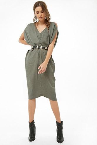 Forever21 Woven Open-shoulder Midi Dress