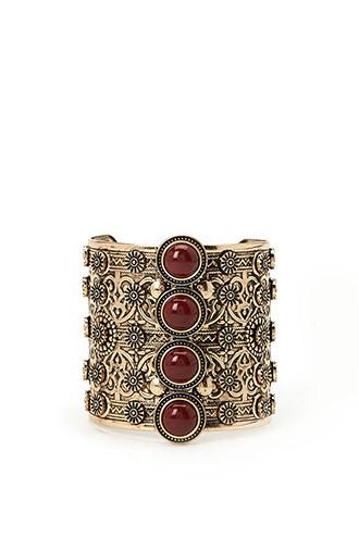 Forever21 Brick & Gold Faux Stone Etched Cuff