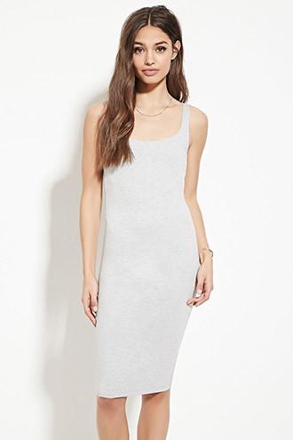 Forever21 Women's  Light Heather Grey Scoop Neck Bodycon Dress