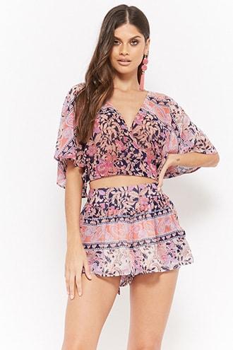 Forever21 London Rose Paisley Print Shorts
