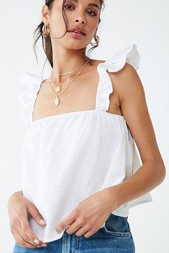 Forever21 Linen-blend Ruffle Top