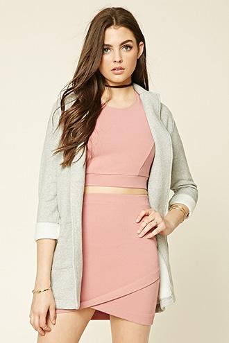 Forever21 Women's  Longline Heathered Overcoat