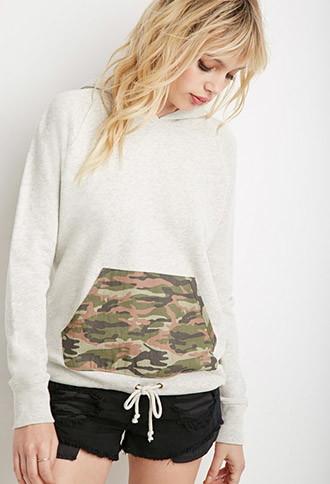 Forever21 Camo Pocket Heathered Hoodie