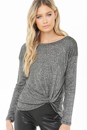 Forever21 Metallic Twist-hem Top