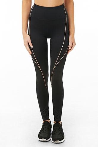 Forever21 Active Metallic Piped-trim Leggings