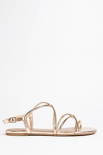 Forever21 Metallic Crisscross Faux Leather Sandals