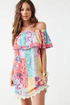Forever21 Patternblock Off-the-shoulder Flounce Dress