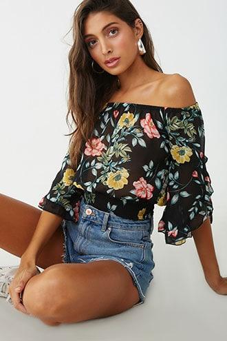 Forever21 Chiffon Floral Top