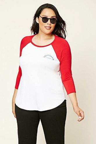 Forever21 Plus Women's  Plus Size California Baseball Tee