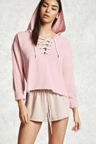 Forever21 Lace-up Cropped Hoodie