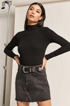 Forever21 Mock Neck Lettuce-edge Top