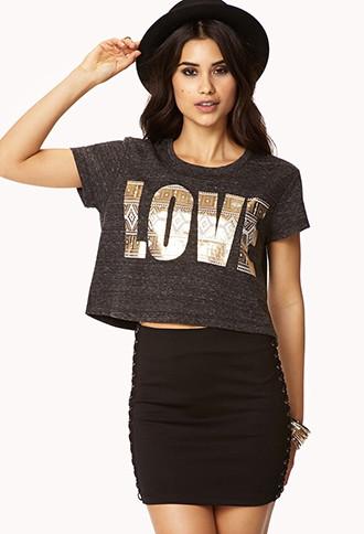Forever21 Metallic Love Crop Top