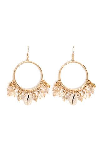 Forever21 Seashell-trim Hoop Drop Earrings