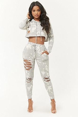 Forever21 Distressed Bleach-dye Joggers
