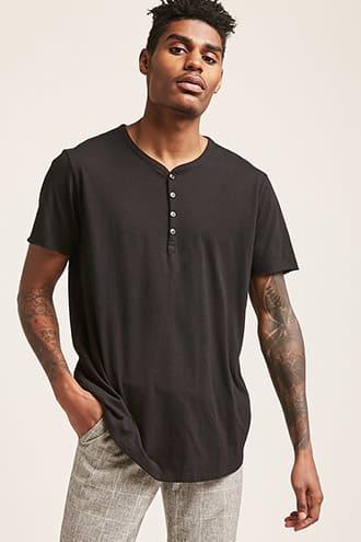 Forever21 Curved Hem Henley Tee