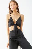 Forever21 Satin Knotted Crop Top & Palazzo Pants Set
