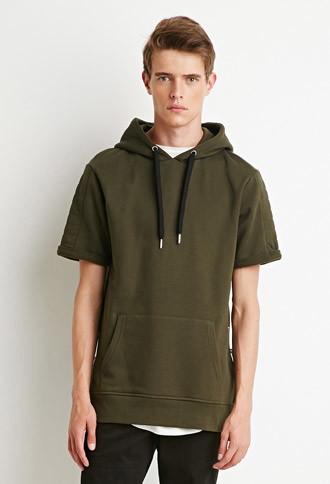 21 Men Quilted-sleeve Hoodie