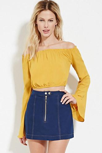Forever21 Women's  Ruffled Off-the-shoulder Top